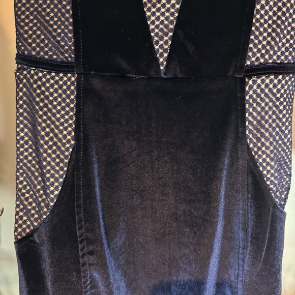 Papaya‎ Velvet Bustier BodyCon Dress Blue Velvet With Mesh Accents Size Large - Picture 8 of 9